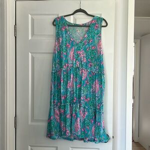 XL Lily Pulitzer aqua / pink dress